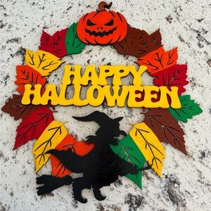 Hand Crafted Wooden "Happy Halloween" Door Hanger Laser Cut